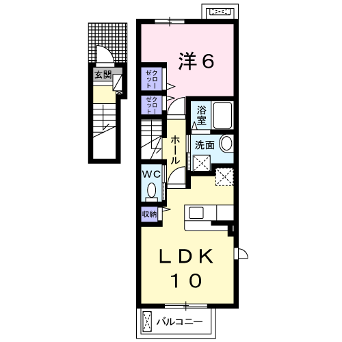 アストロ 1LDK・・・201号室間取・配置図
