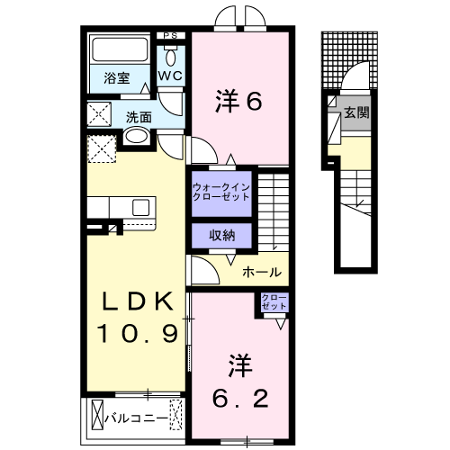 エクスプレス　2LDK・・・204号室間取・配置図