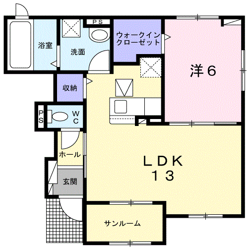 ひまわりC　1LDK間取・配置図