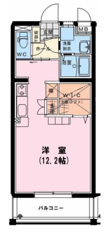 ユーミー多々良Ａ（1R）間取・配置図