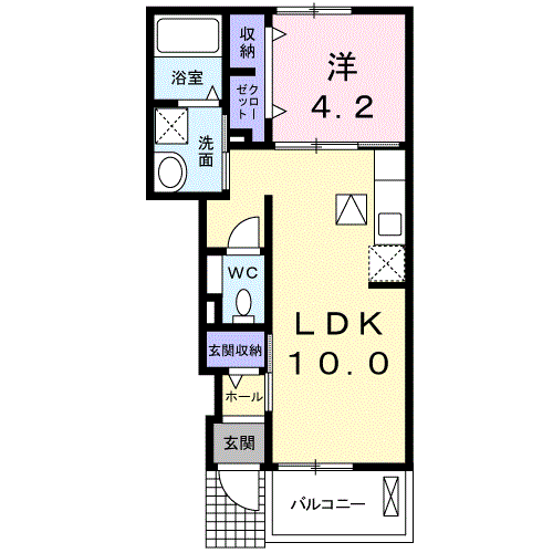 サン フォーリスト　1LDK・・・104号室間取・配置図