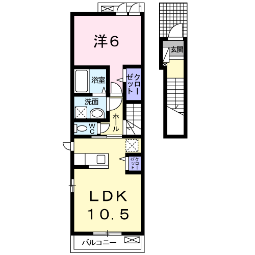 サンヴェールハイツ北　1LDK・・・202号室間取・配置図