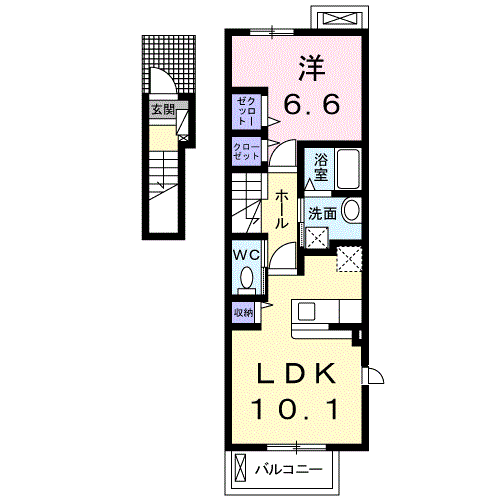 ラフレシール・M 1LDK・・・201号室間取・配置図