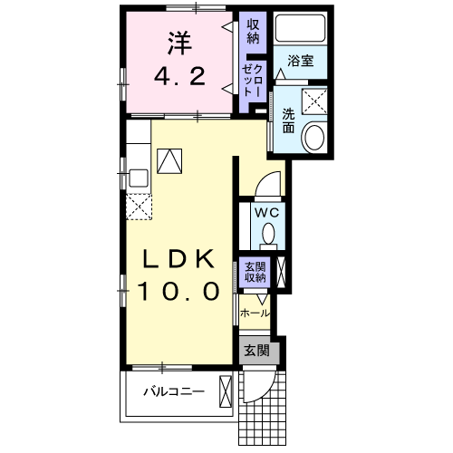 サンシャイン多々良B　１階間取・配置図