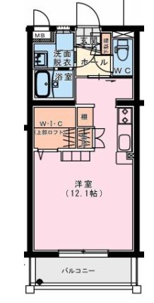 レジデンスサトウ　1R間取・配置図