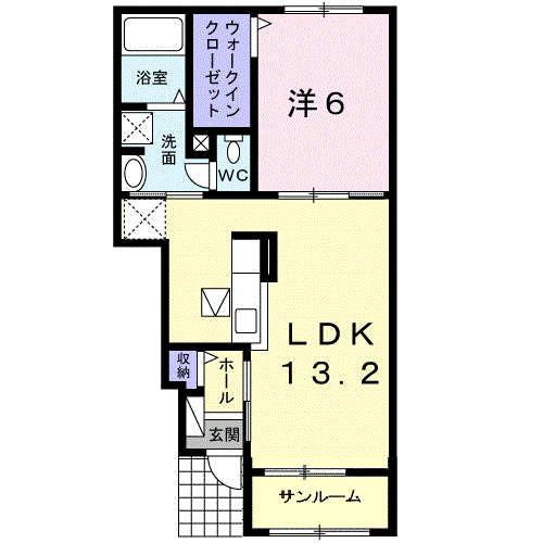 パールリバー アイランド2号館・・・103号室間取・配置図