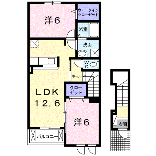 ダイバー館　2LDK  202号間取・配置図