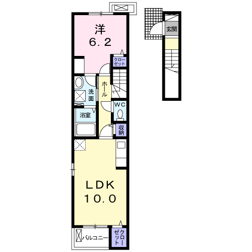 PLAIN別府　1LDK・・・206号室間取・配置図