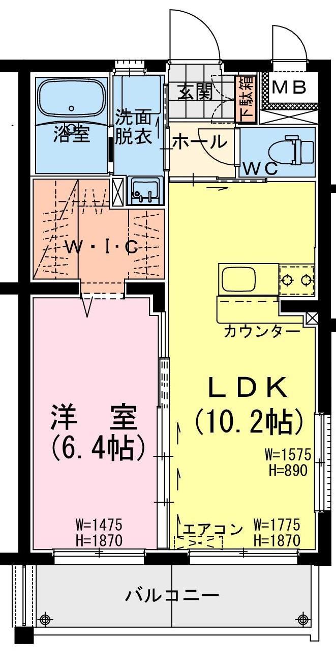 ロッソ　テラス　1LDK間取・配置図