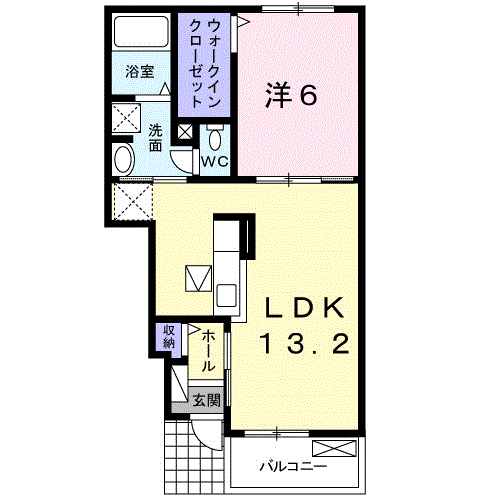 グランシャリオⅢ 1LDK・・・104号室間取・配置図