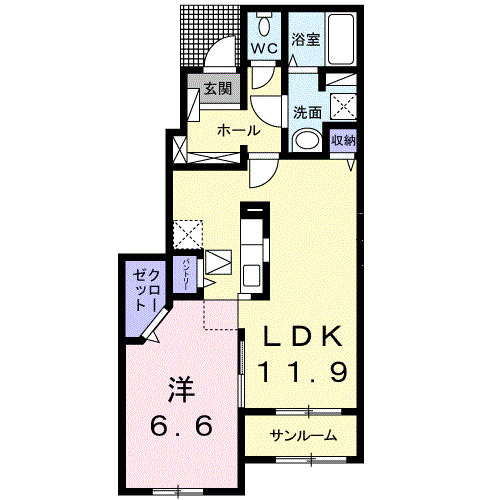 スマイルメゾンⅡ　1LDK・・・104号室間取・配置図