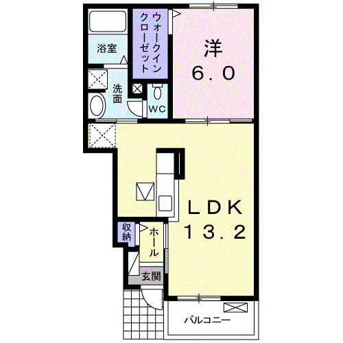 モルト ピエーノ Ⅰ 1LDK・・・102号室間取・配置図