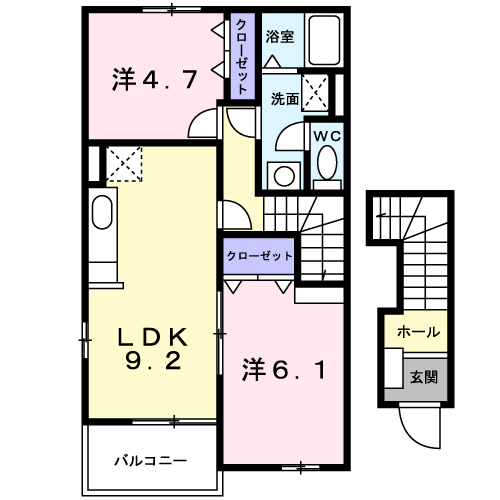 グランツ・昭和A　2LDK・・・201号室間取・配置図