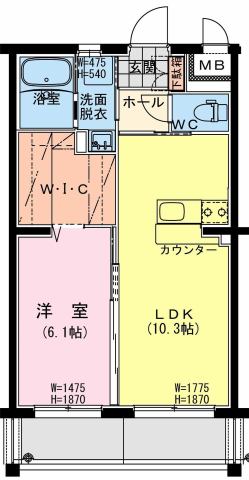 (仮称)延岡・大貫町6丁目マンション　1LDK間取・配置図