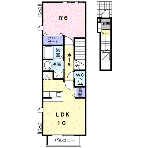 フレスクーラ 1LDK・・・203号室間取・配置図