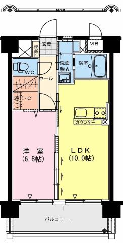 ベレッツァ　1LDK間取・配置図