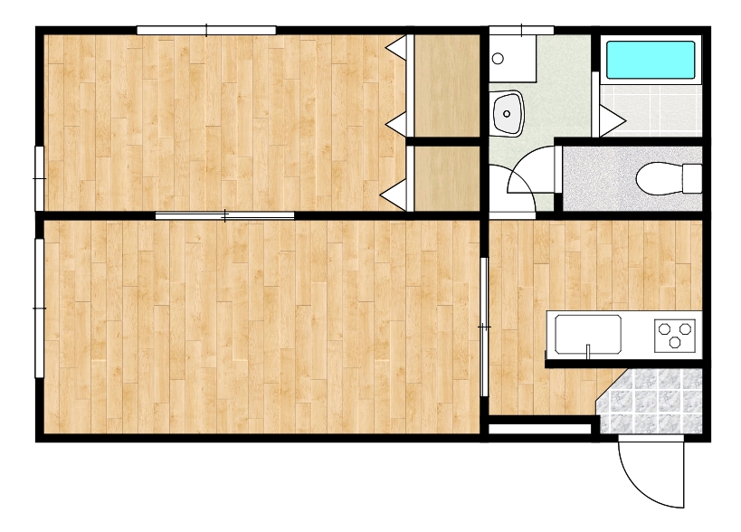 リヴィラ安賀多 2K間取・配置図