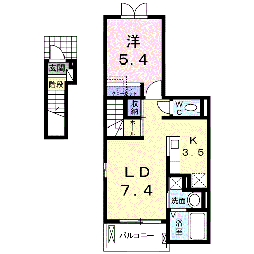 グランブルー  1LDK・・・205号室間取・配置図