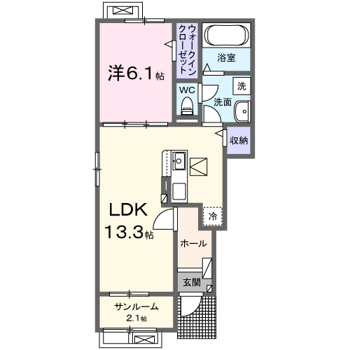 レジデンス土々呂　1LDK間取・配置図