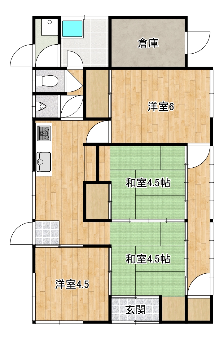 古城4丁目貸家間取・配置図