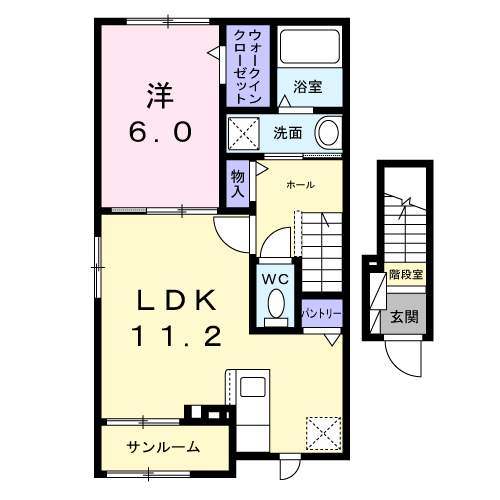 グラシオッソ ブリッサ Ｋ（2階）間取・配置図