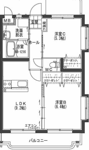 大門コア　2LDK間取・配置図