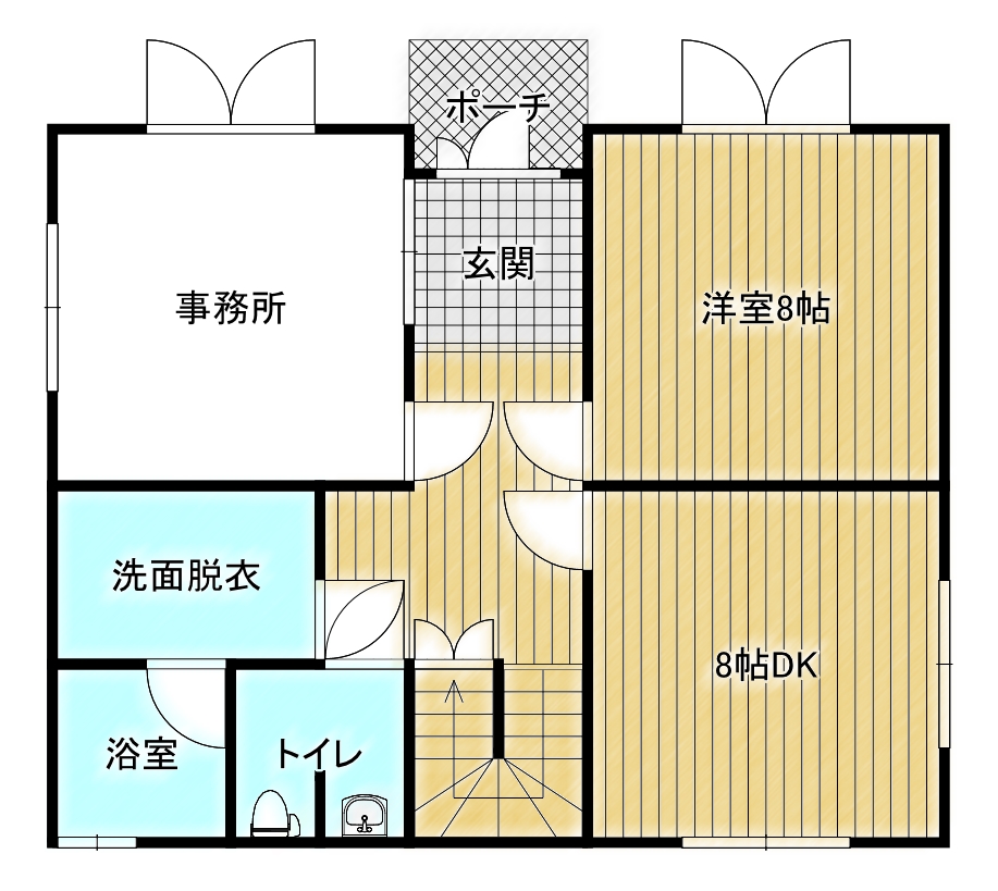 旭ヶ丘2丁目　中古住宅　角地　5DK間取・配置図