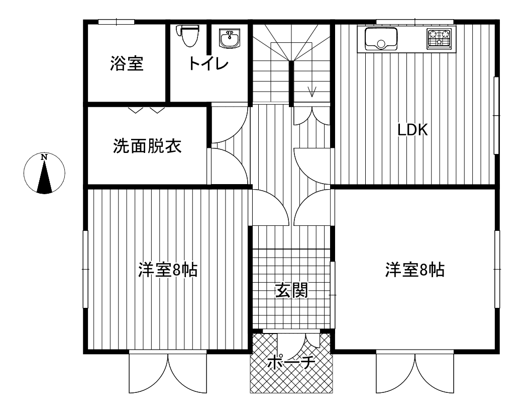 【値下げしました！！】旭ヶ丘2丁目　中古住宅　角地　5DK間取・配置図
