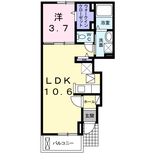 レジデンス ミモザ（1階）1LDK間取・配置図