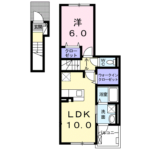 ボニートⅡ 1LDK・・・204号室間取・配置図