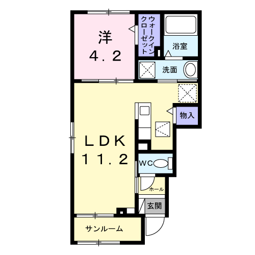 グラシオッソ ブリッサ Ｋ（1階）間取・配置図