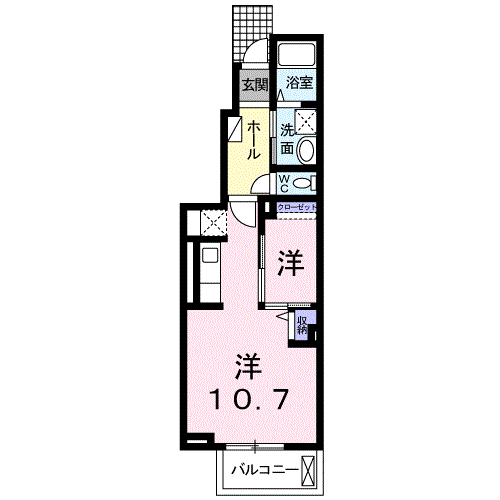 アストロ　1K ・・・102号間取・配置図