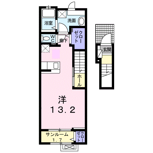 Vent・Vert Ⅲ・・・204号室間取・配置図