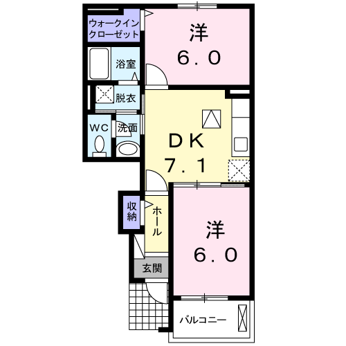 ファミール旭ヶ丘B・・・102号室間取・配置図