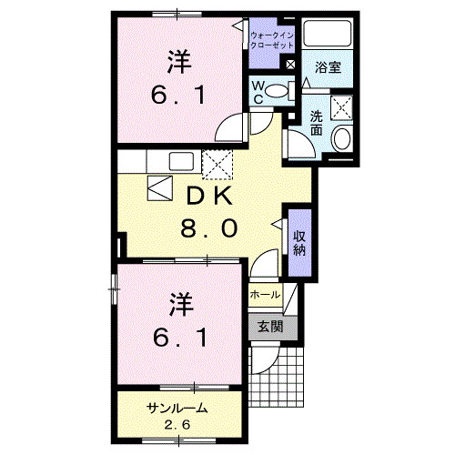 エレガンシア・デーアY・・・101号室間取・配置図