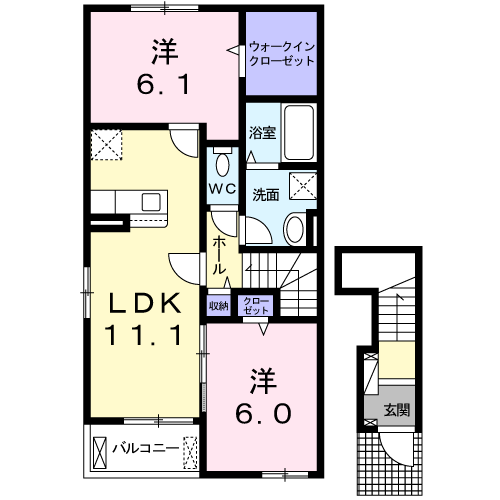 ラ・フルール B・・・201号室間取・配置図