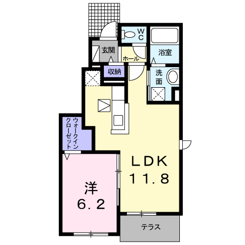 Vent・VertⅠ 1LDK・・・101号室間取・配置図