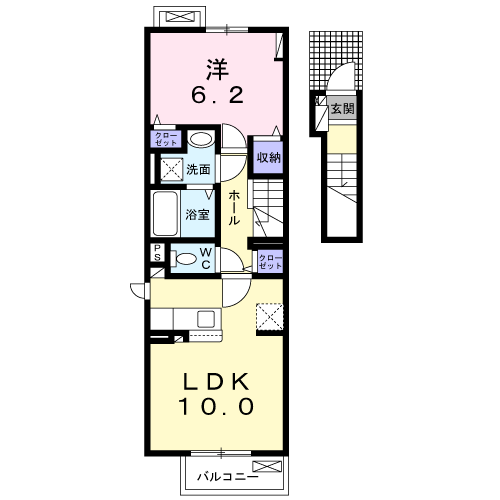 テヤン  コンフォート  1LDK・・・206号室間取・配置図