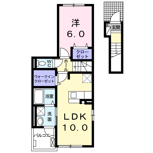 ボニートⅡ　1LDK・・・201号室間取・配置図