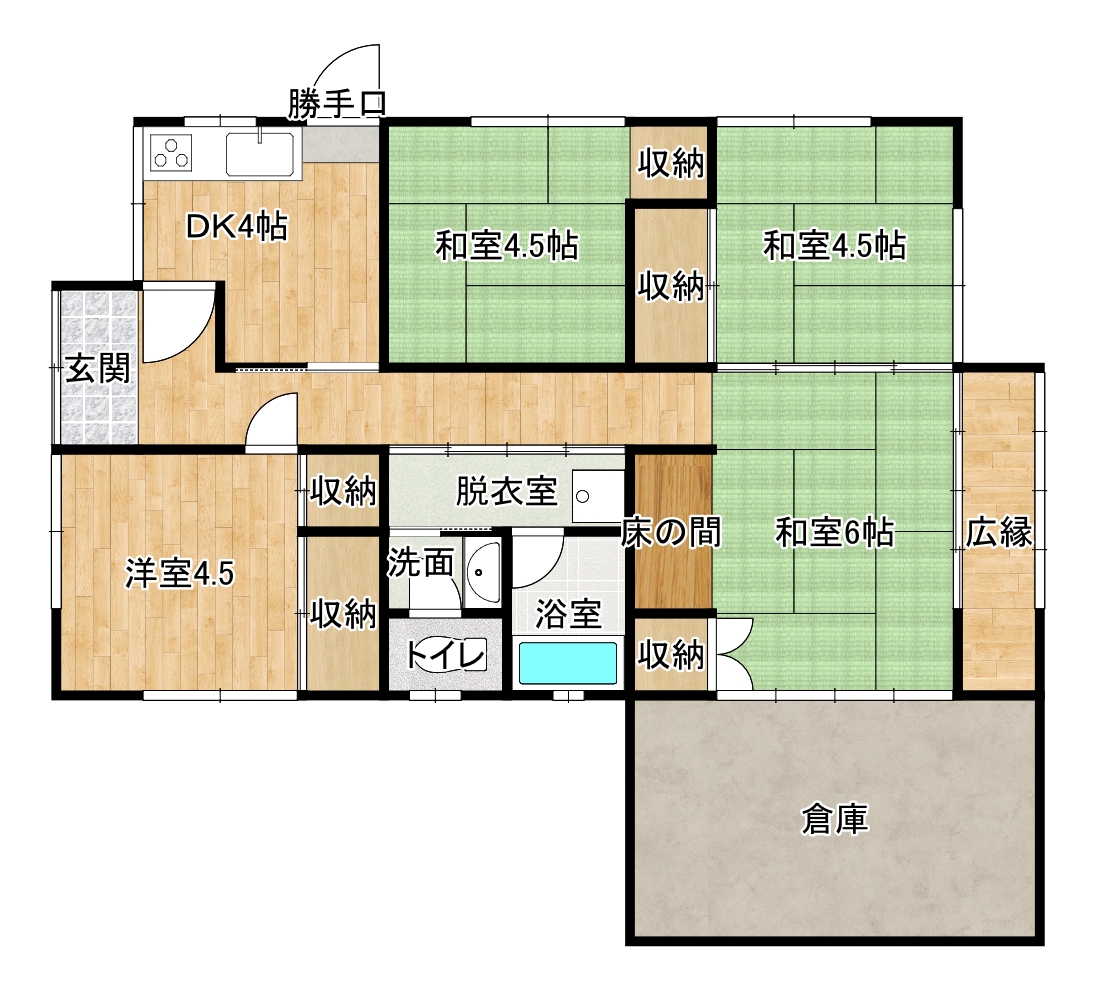 福田貸家間取・配置図