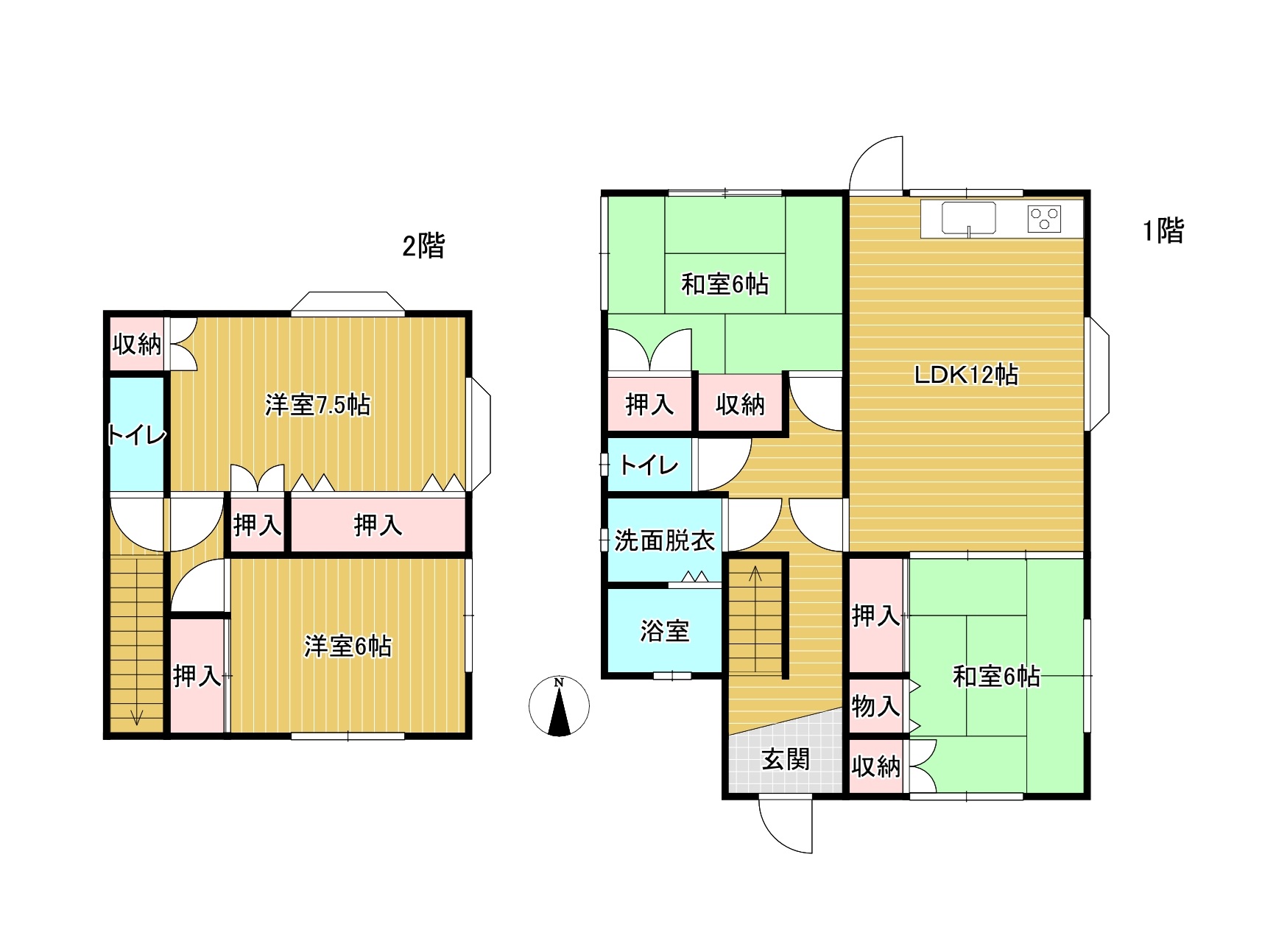 桜ヶ丘 中古住宅 4LDK 一部リフォーム済み‼水回り綺麗です‼間取・配置図
