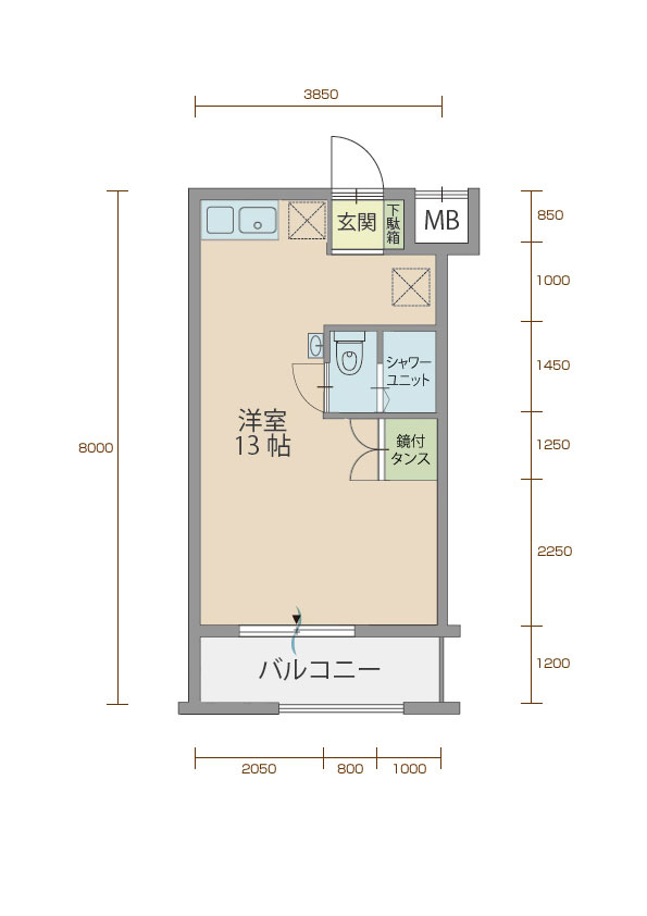 エクレール90（A type）間取・配置図