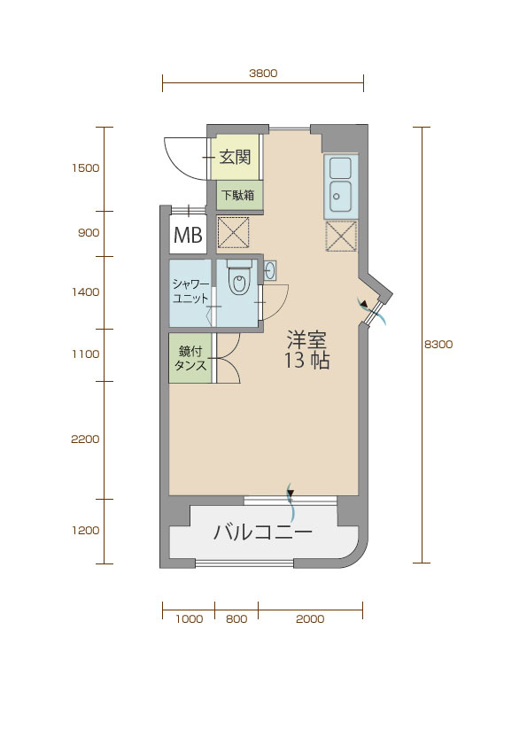 エクレール90（B type）間取・配置図