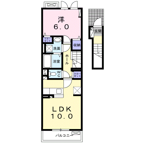 スターメゾンⅠ  1LDK・・・203号室間取・配置図
