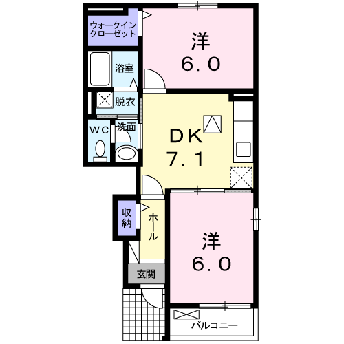 エレガントハウス　2DK・・・105号間取・配置図