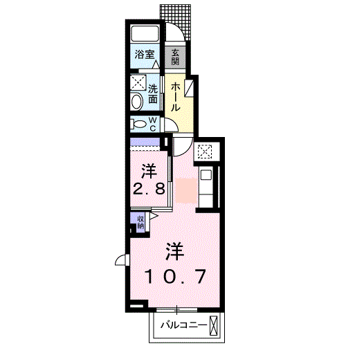 シェーネ　グランツ　1SK・・・103号室間取・配置図