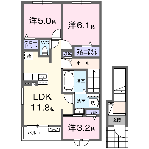 カプシーヌ セゾン ・・・201号室間取・配置図