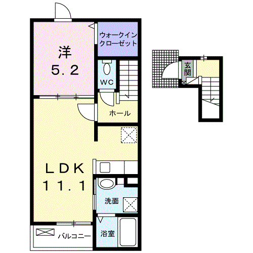 ストレート・・・204号室間取・配置図