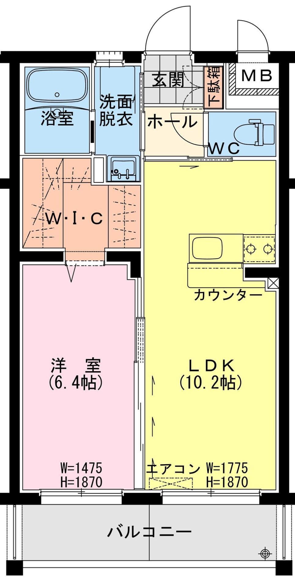 ラ・シェール アカシヤ　1LDK間取・配置図