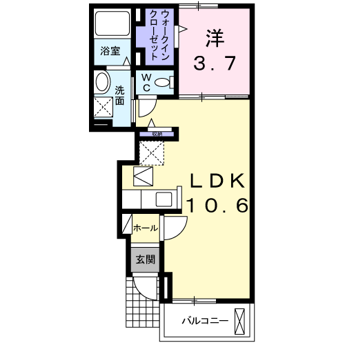 メゾン サニー ジェルメⅡ　1LDK・・・102号室間取・配置図